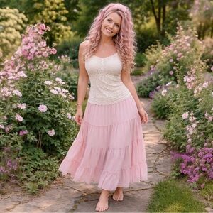 Vintage Y2K Off-White Lace Cami Top Bridal Festival Coquette Lingerie